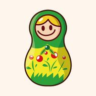 Matryoshka Russian traditional wooden doll vector pattern el N280