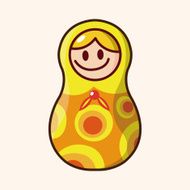 Matryoshka Russian traditional wooden doll vector pattern el N281