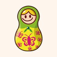 Matryoshka Russian traditional wooden doll vector pattern el N282