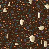 Floral seamless pattern Herbal decorative background with bones N2