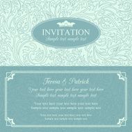 Baroque wedding invitation blue
