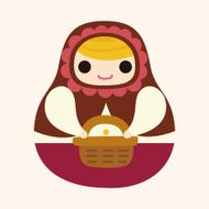 Matryoshka Russian traditional wooden doll vector pattern el N283