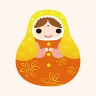Matryoshka Russian traditional wooden doll vector pattern el N287