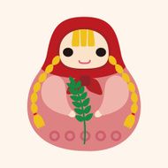 Matryoshka Russian traditional wooden doll vector pattern el N289