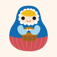 Matryoshka Russian traditional wooden doll vector pattern el N291