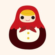 Matryoshka Russian traditional wooden doll vector pattern el N292