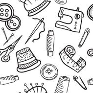 Sewing seamless pattern - hand drawn illustration N3