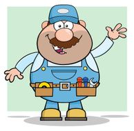 Mechanic Waving A Greeting With Background