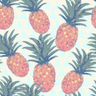 Low poly style seamless pattern with pineapple in vector Geometric