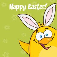 Cute Chick Wearing Bunny Ears Showing From The Side