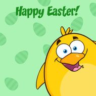 Cute Chick With Easter Eggs Background