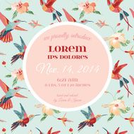 Baby Arrival or Shower Card - Tropical Bird Flower Design N2