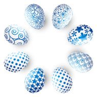 Set of blue Easter eggs