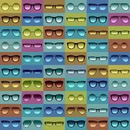 Glasses pattern on green and blue background