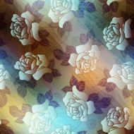 Roses and paisley on blurred background