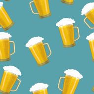 Seamless background tankards foamy glass of beer