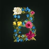 B letter Flower capital alphabet Colorful font Uppercase