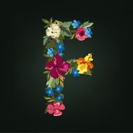 F letter Flower capital alphabet Colorful font Uppercase N2