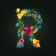 R letter Flower capital alphabet Colorful font Uppercase N2