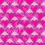 beautiful pink vector seamless pattern with swirls and hearts