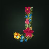 J letter Flower capital alphabet Colorful font Uppercase