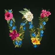W letter Flower capital alphabet Colorful font Uppercase N2