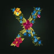 X letter Flower capital alphabet Colorful font Uppercase N2