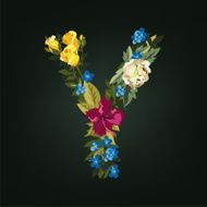 Y letter Flower capital alphabet Colorful font Uppercase N2