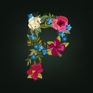 P letter Flower capital alphabet Colorful font Uppercase N2