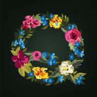 Q letter Flower capital alphabet Colorful font Uppercase N2