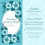 Vintage wedding invitation card blue