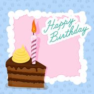 cake with candle for birthday postcard