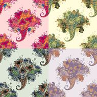 Set of Seamless with abstract colorful floral patterns N8