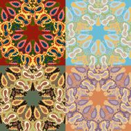 Set of Seamless with abstract colorful floral patterns N11