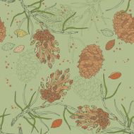 Green Seamless Pattern with Cones