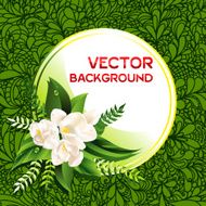 Vector fresh green spring background with flowers N2