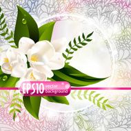 Vector fresh green spring background with flowers N3