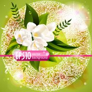 Vector fresh green spring background with flowers N4