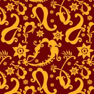 beautiful golden paisley seamless background N2