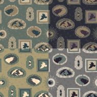 Set of 4 seamless textures with crows