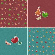 Set of 4 seamless textures with fruits