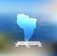 Summer adventure poster South america map with vintage style star