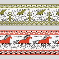 Seamless ornament in style Mezen Vector illustration