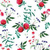 Wild rose watercolor seamless vector print