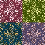 Set of Seamless with abstract colorful floral patterns N16