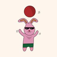 animal rabbit summer cartoon theme elements N16
