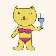 animal cat summer cartoon theme elements N17