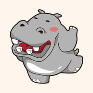 animal hippo cartoon theme elements N17