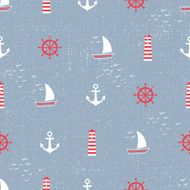 Navy vector seamless sea pattern