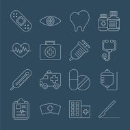 Hospital line icon set